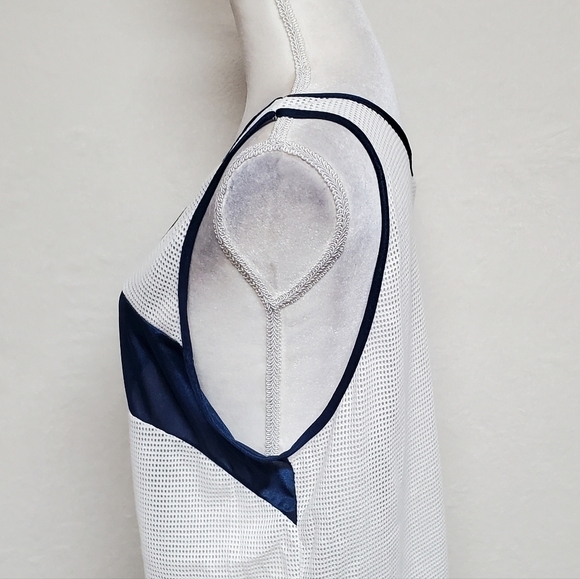 VINTAGE 1970s Bill Rodgers Blue White Mesh Sleeveless Singlet Running Sport Tank - Picture 9 of 15